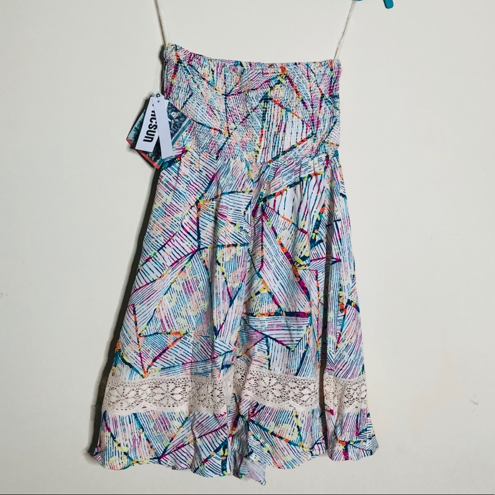 NWT Roxy mini dress multicolored strapless
